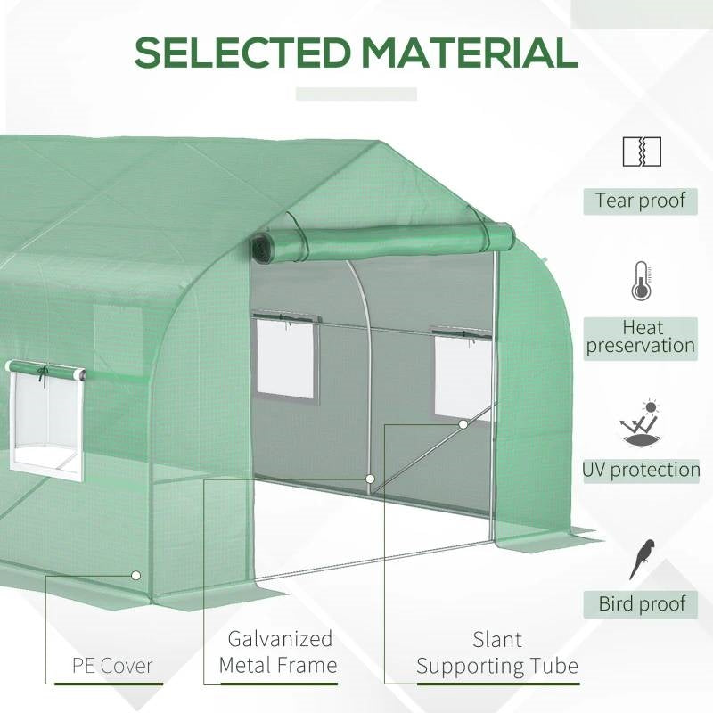 11.5 ft x 9.8 ft. Greenhouse with Green PE Cover and Heavy Duty Steel Frame