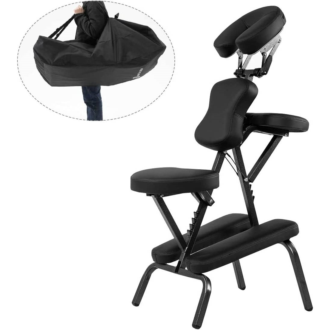 Black Portable Massage Tattoo Chair with Carrying Bag *