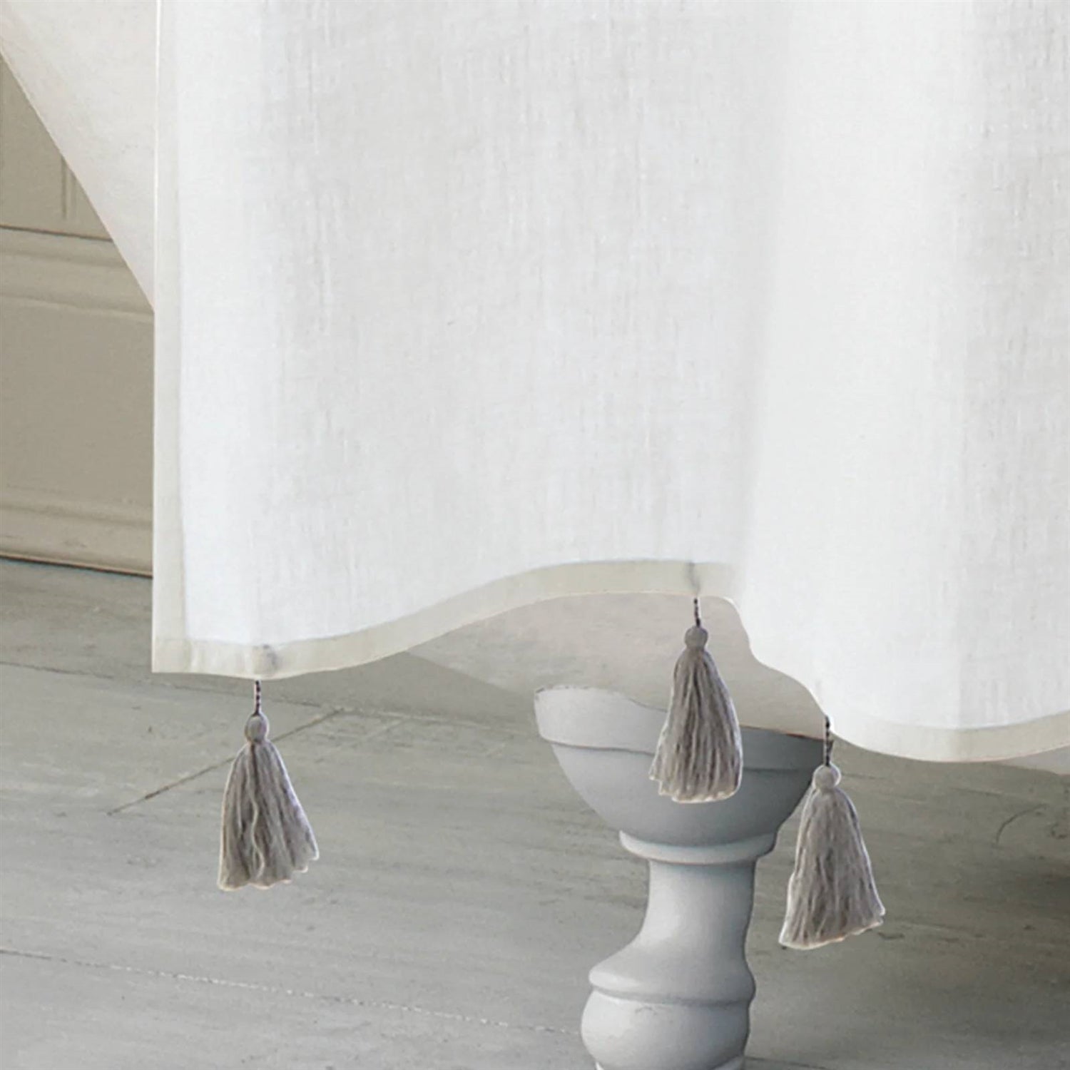 72-inch Stripes Cotton Shower Curtain with Tassels
