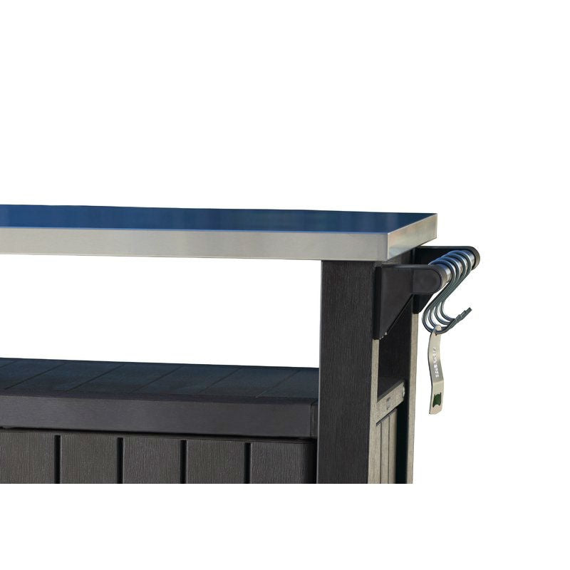 Outdoor Grill Party Caster Bar Serving Cart with Storage Dark Brown *