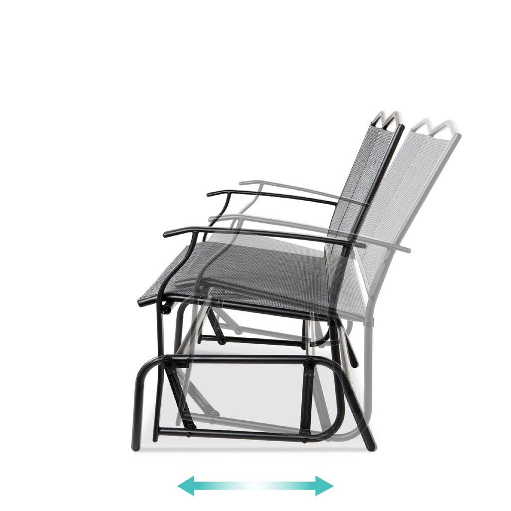 2 Seater Mesh Patio Loveseat Swing Glider Rocker with Armrests in Grey *