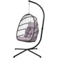 Grey Indoor/Outdoor Wicker Rattan Aluminum Frame Swing Egg Chair Hammock