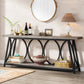Industrial 70-inch Wood Top Sofa Table with Heavy Duty Metal Frame