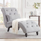 Linen Upholstered Armless Chaise Lounge Chair with Pillow in Grey or Beige