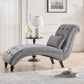 Linen Upholstered Armless Chaise Lounge Chair with Pillow in Grey or Beige