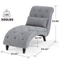 Linen Upholstered Armless Chaise Lounge Chair with Pillow in Grey or Beige