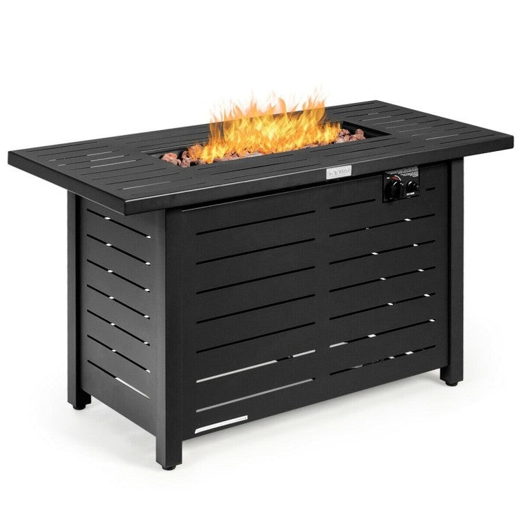 60,000 BTU Brown Rectangular Portable LP Gas Propane Fire Pit Table *