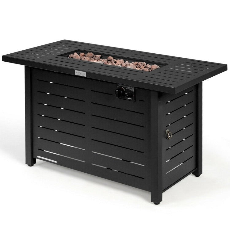 60,000 BTU Brown Rectangular Portable LP Gas Propane Fire Pit Table *