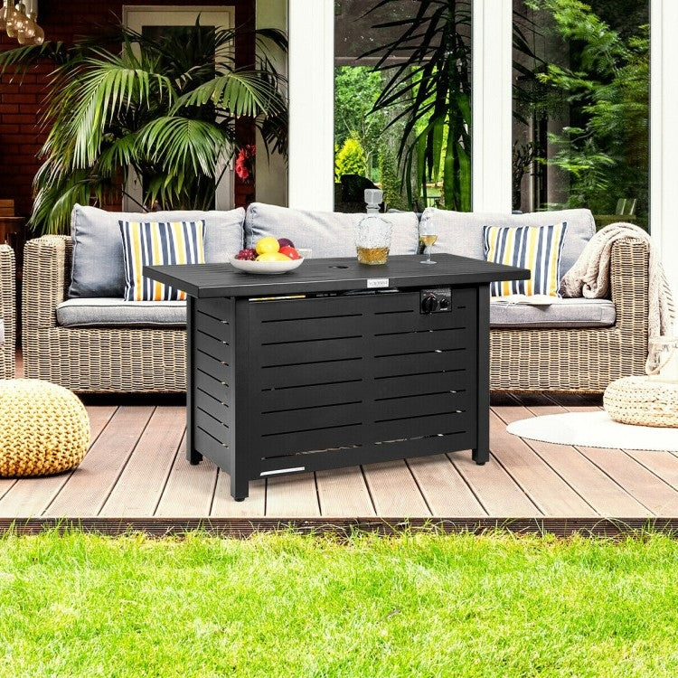 60,000 BTU Brown Rectangular Portable LP Gas Propane Fire Pit Table *