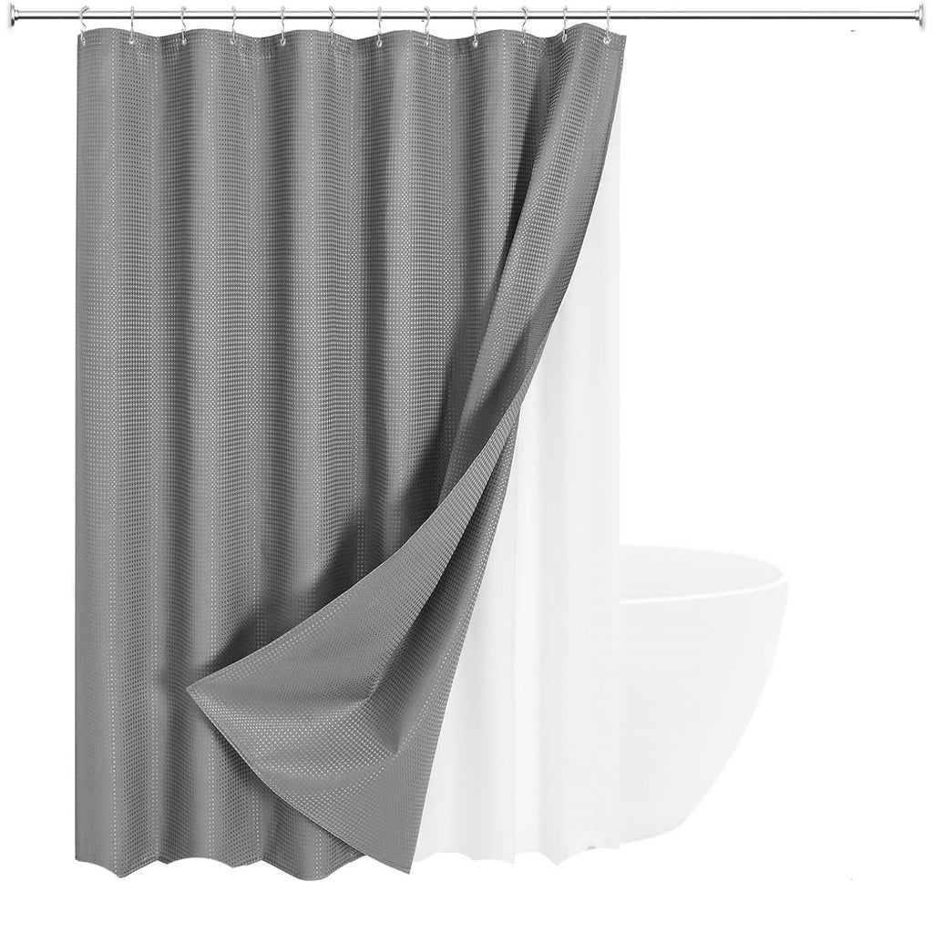 72"W x 72"H Waffle Textured 3 in 1 Shower Curtain Set