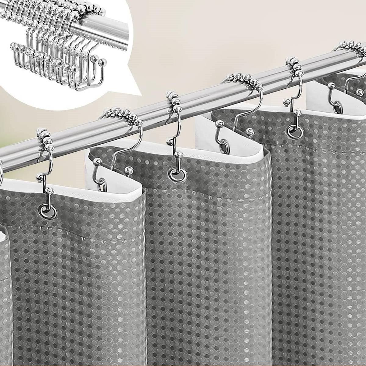 72"W x 72"H Waffle Textured 3 in 1 Shower Curtain Set