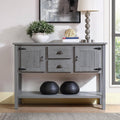 Farmhouse Solid Wood Sofa Table with Storage Drawers in Grey