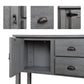Farmhouse Solid Wood Sofa Table with Storage Drawers in Grey
