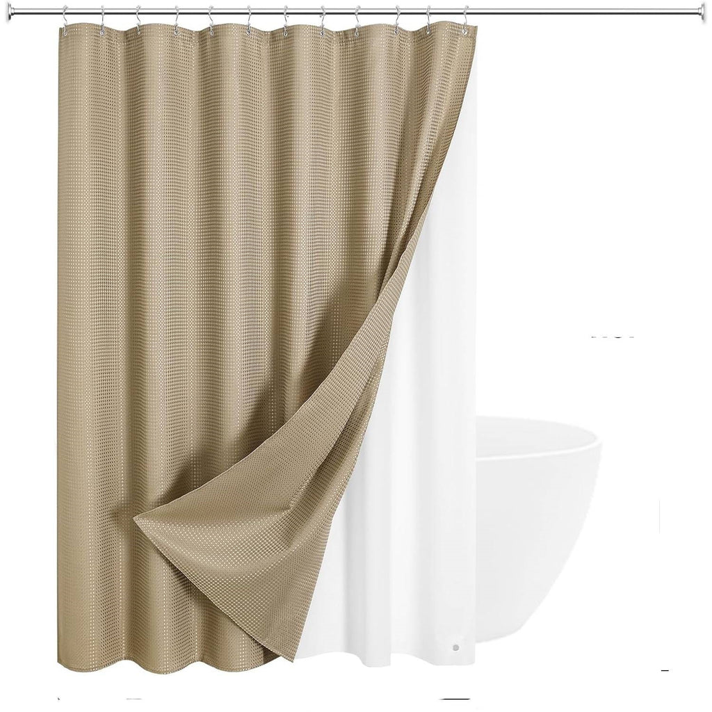 72"W x 72"H Waffle Textured 3 in 1 Shower Curtain Set