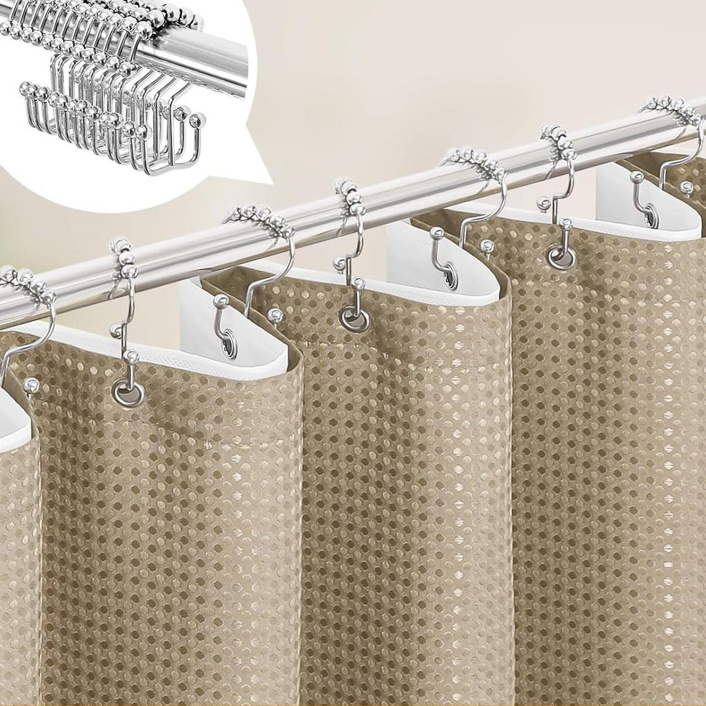 72"W x 72"H Waffle Textured 3 in 1 Shower Curtain Set