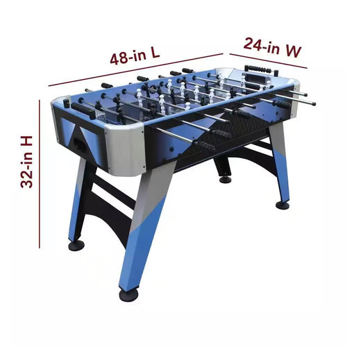Blue Grey Black 4-foot Foosball Table with Abacus Scorers and 2 Balls *