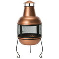 Hammered Copper and Iron Chiminea Fire Pit with Stand *
