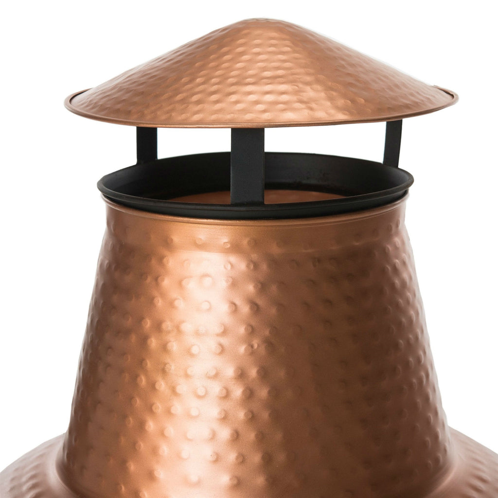 Hammered Copper and Iron Chiminea Fire Pit with Stand *