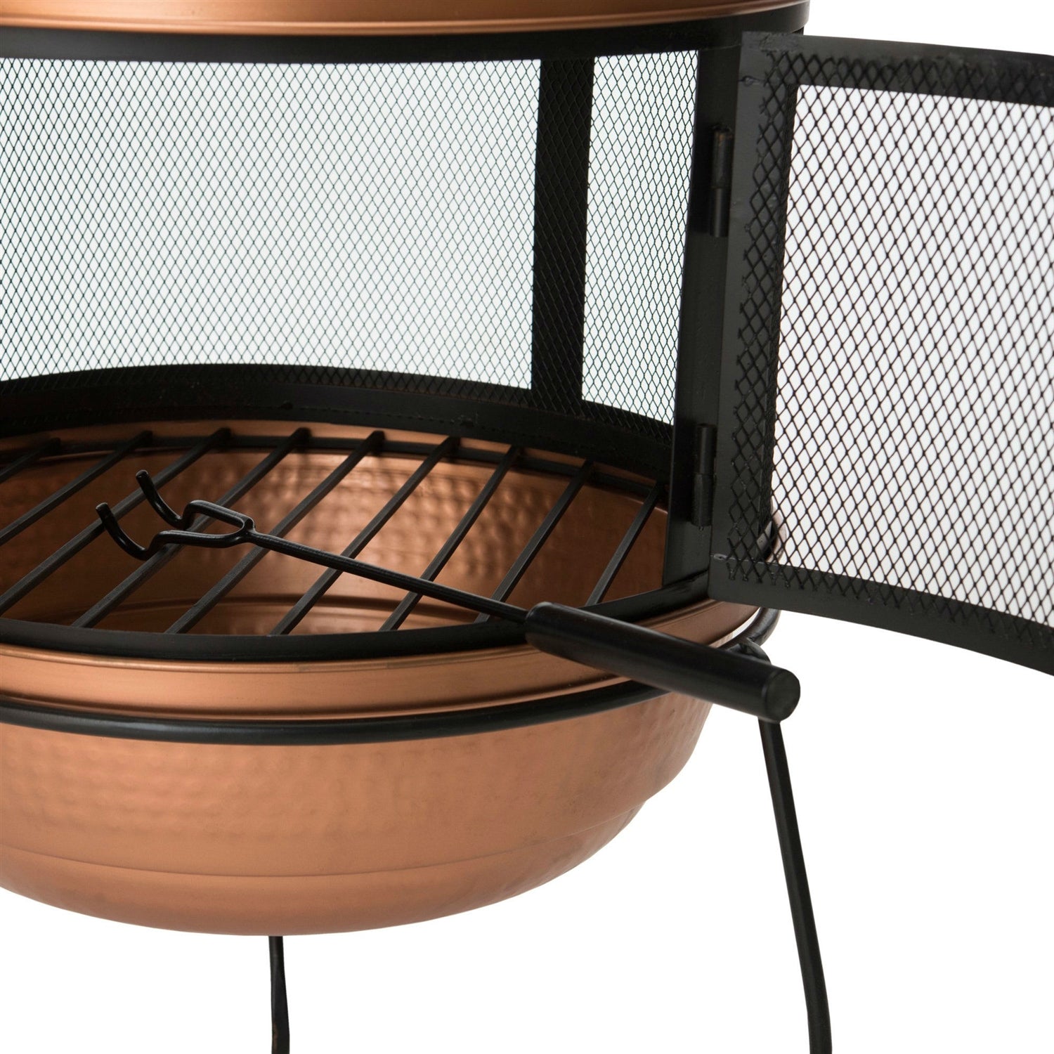 Hammered Copper and Iron Chiminea Fire Pit with Stand *