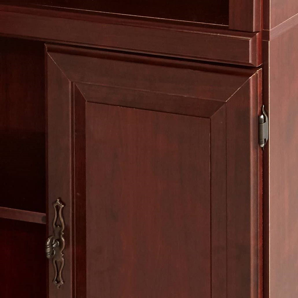 71-inch High 3-Shelf Wooden Bookcase with Bottom Storage Compartment in Cherry