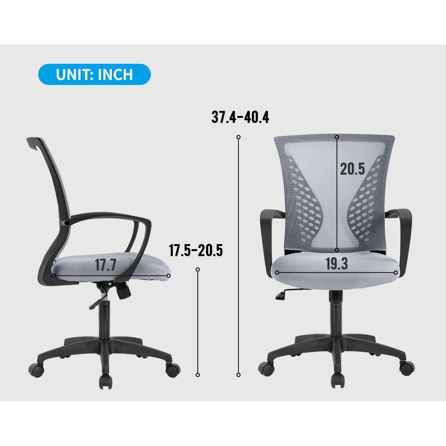 Modern Mid-Back Office Desk Chair Ergonomic Mesh with Armrest on Wheels