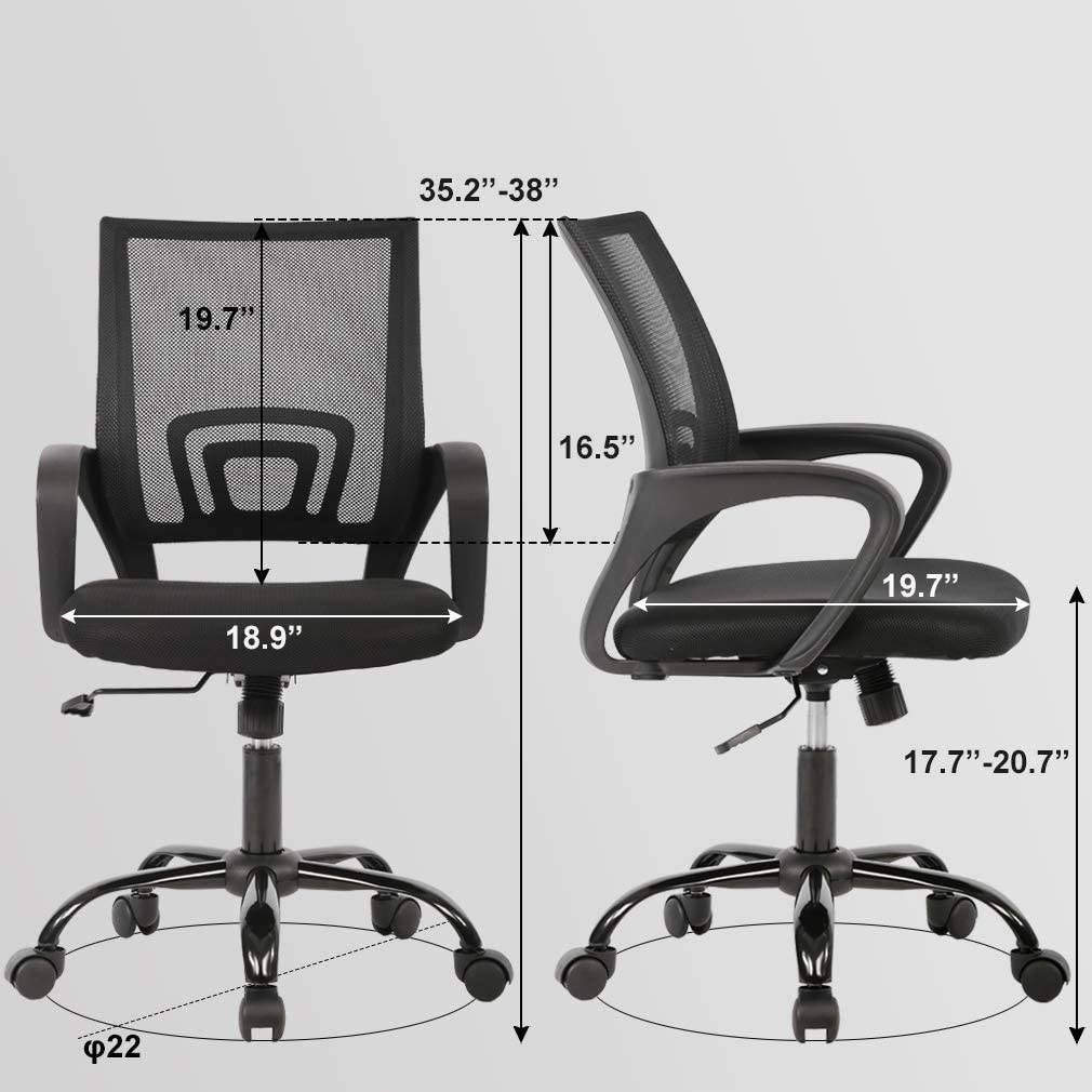Modern Mid-Back Office Desk Chair Ergonomic Mesh with Armrest on Wheels