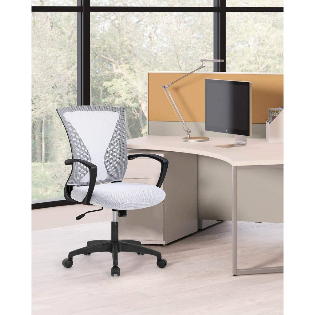 Modern Mid-Back Office Desk Chair Ergonomic Mesh with Armrest on Wheels