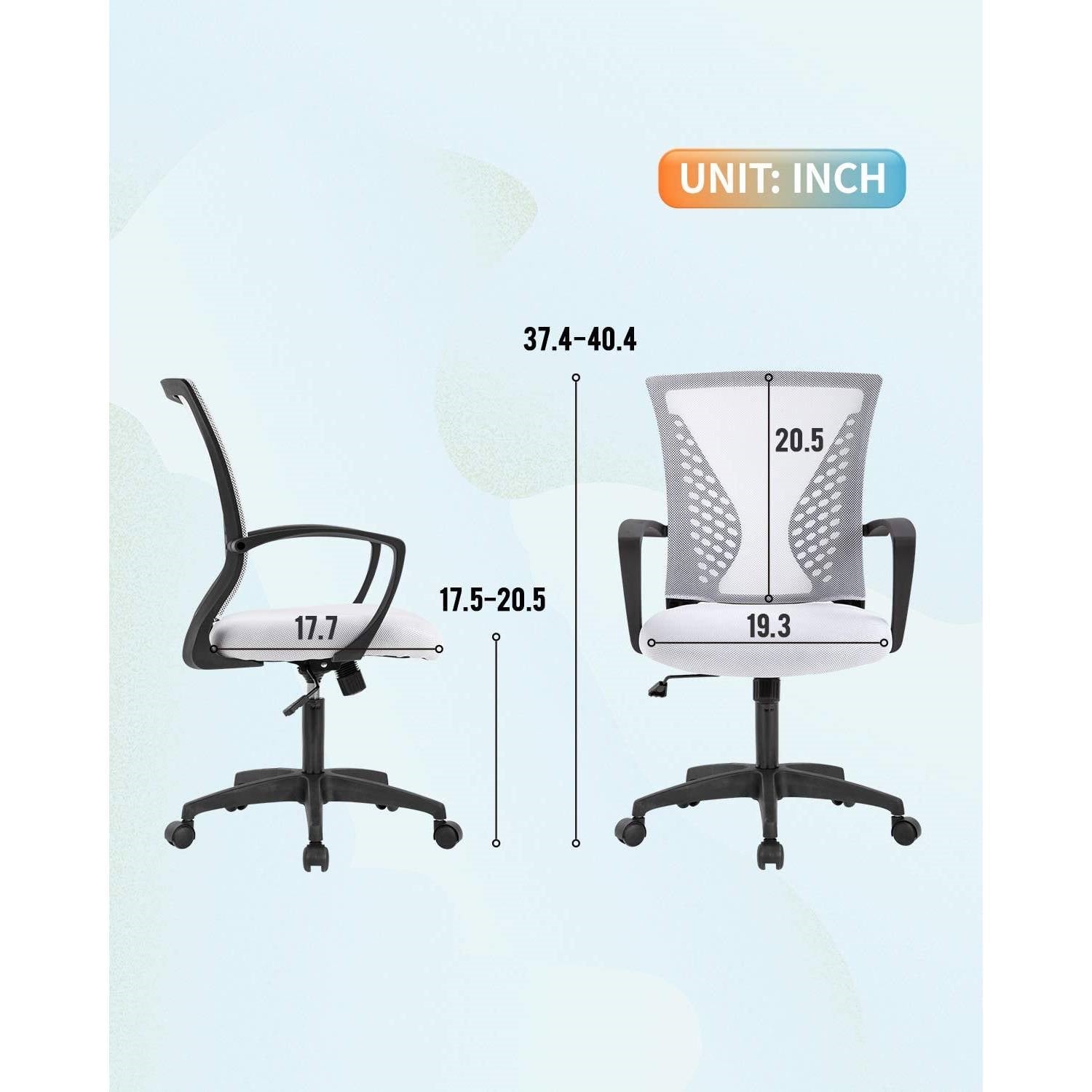 Modern Mid-Back Office Desk Chair Ergonomic Mesh with Armrest on Wheels