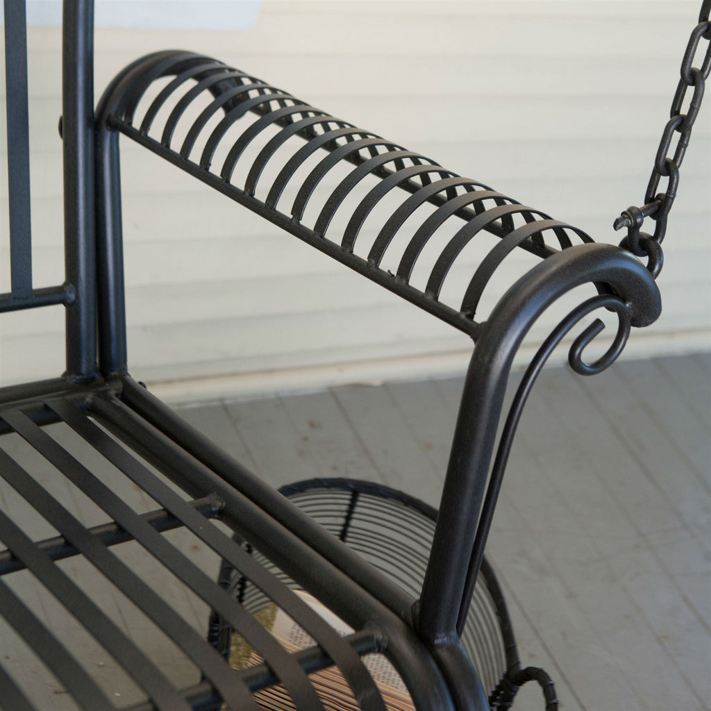 Wrought Iron Outdoor Patio 4-Ft Porch Swing in Black *