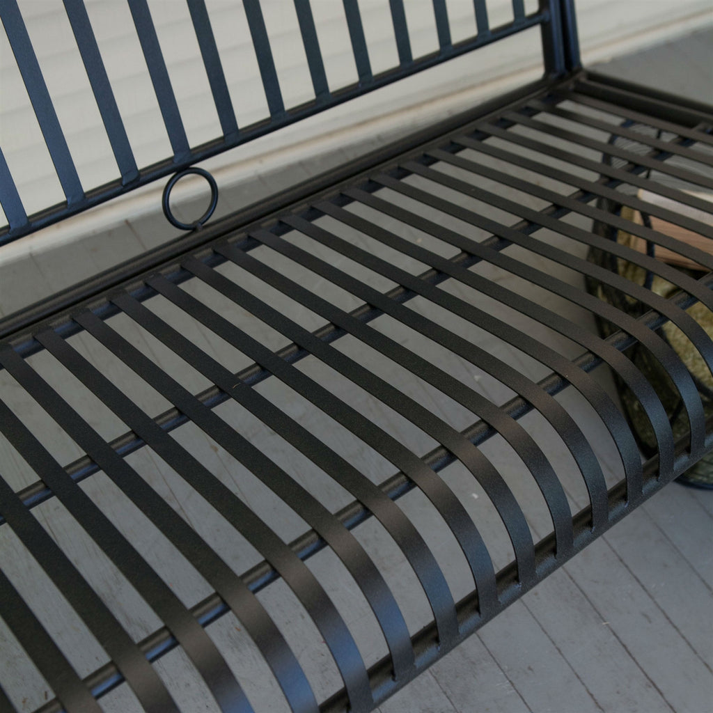 Wrought Iron Outdoor Patio 4-Ft Porch Swing in Black *