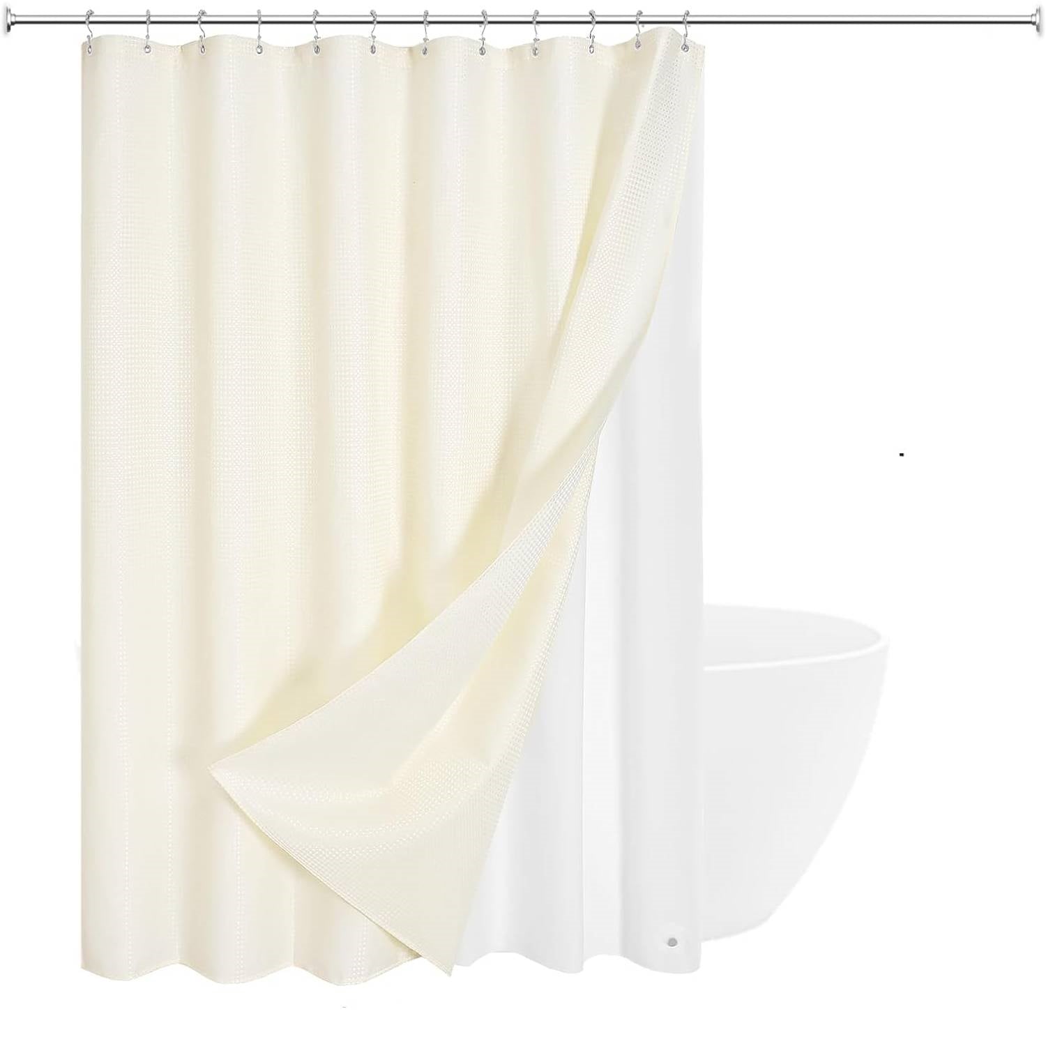 72"W x 72"H Waffle Textured 3 in 1 Shower Curtain Set