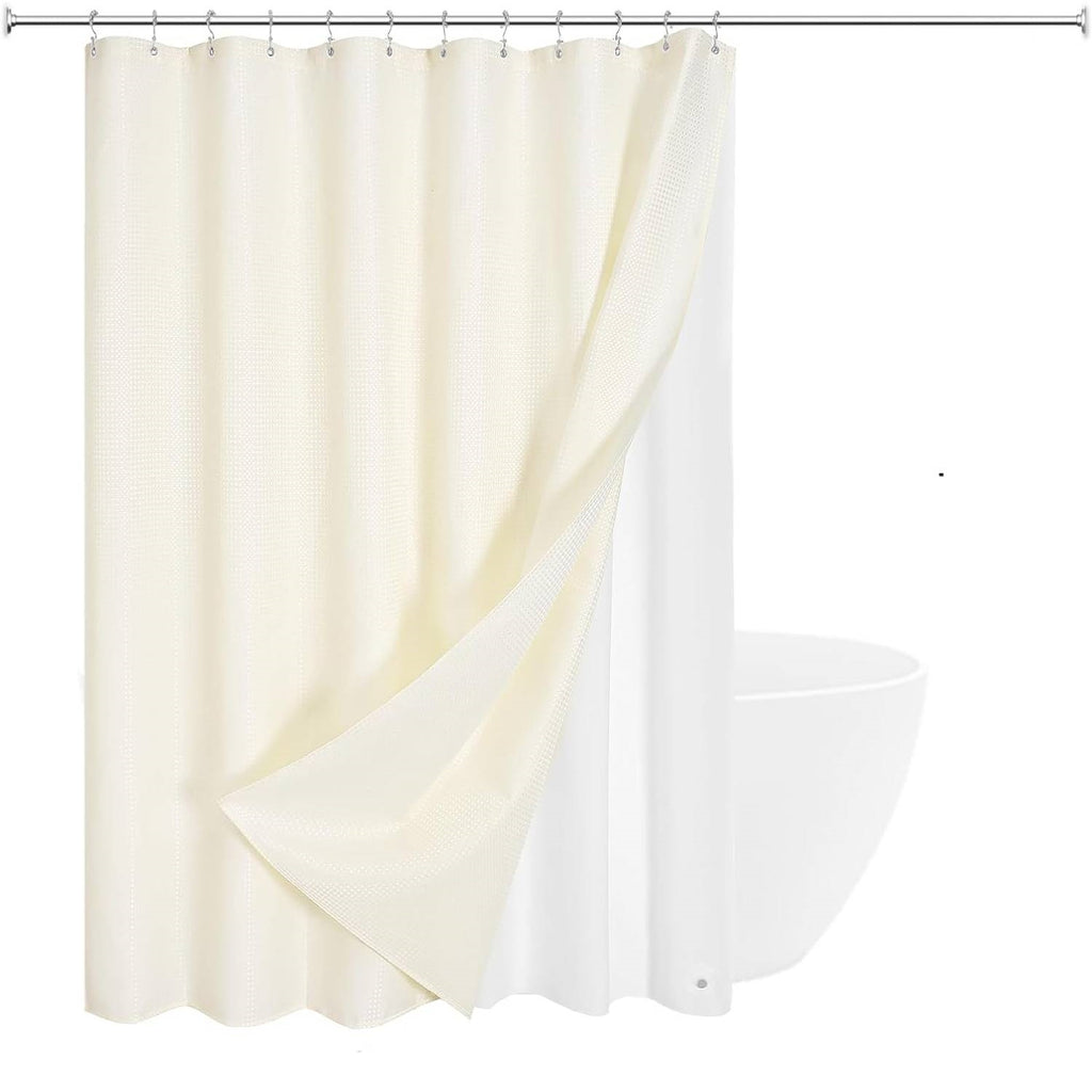 72"W x 72"H Waffle Textured 3 in 1 Shower Curtain Set