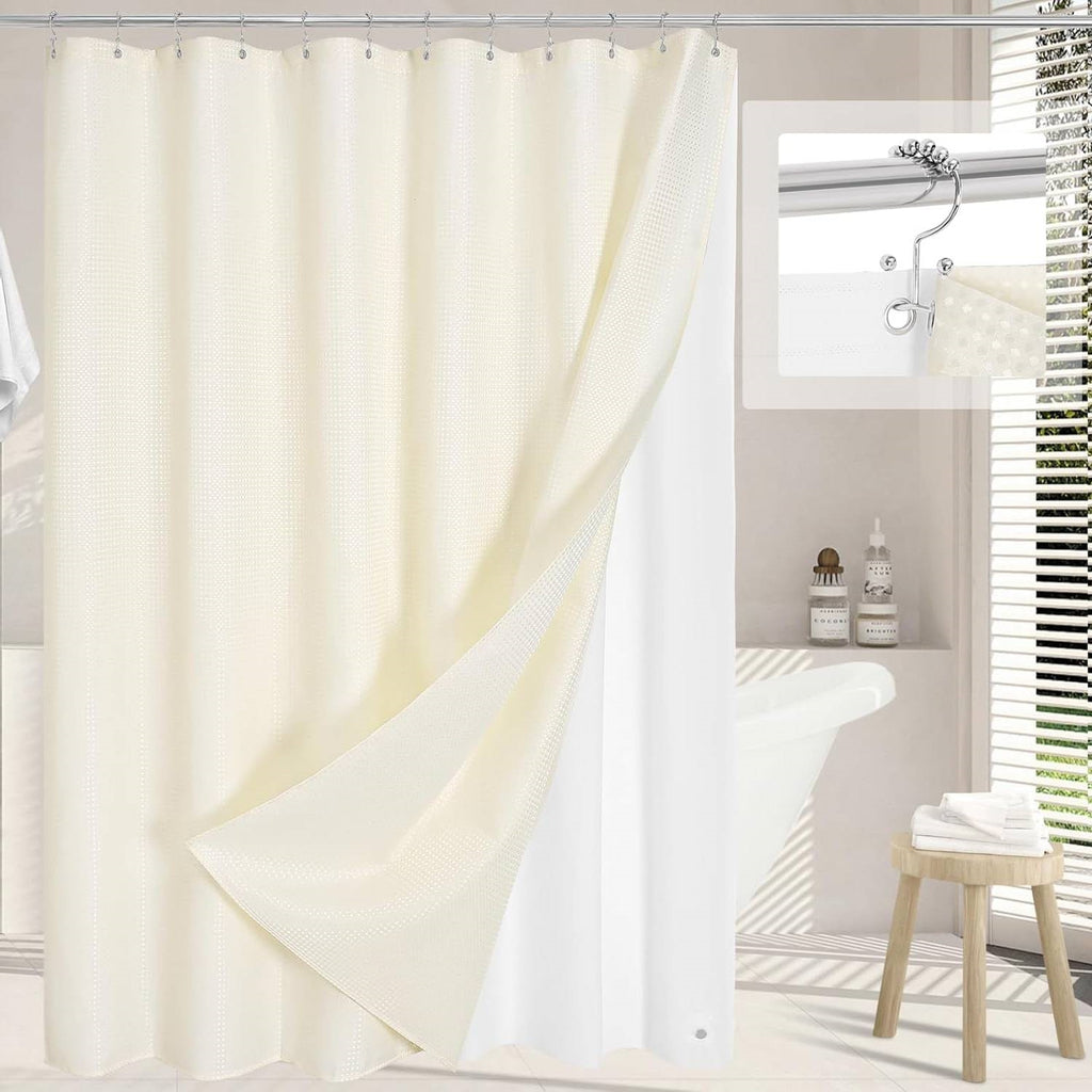 72"W x 72"H Waffle Textured 3 in 1 Shower Curtain Set