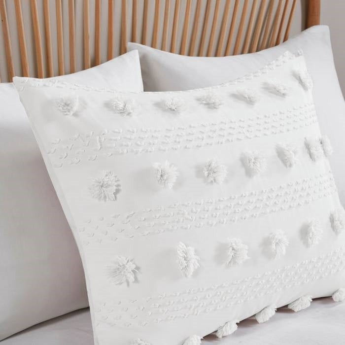 Ivory Pompom Microfiber Comforter Set