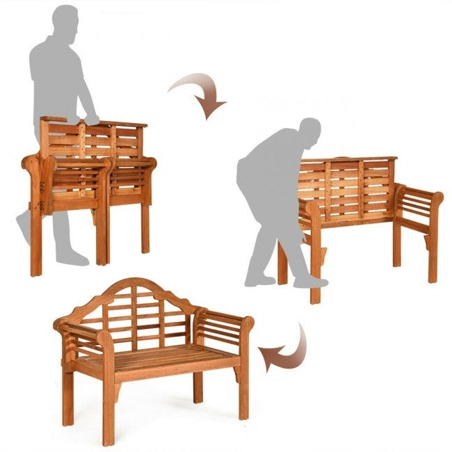 FarmHome Folding 2 Seater Garden Eucalyptus Bench *