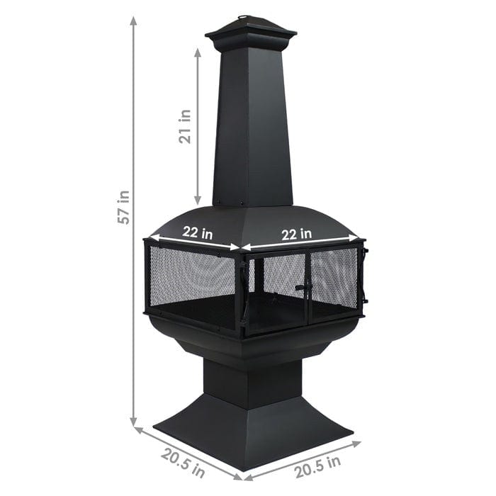 Large Black Outdoor Steel Chimenea Wood Burning Fire Pit