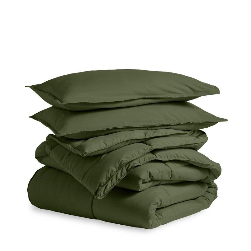 Down Alternative Comforter Set in Chocolate Olive Green