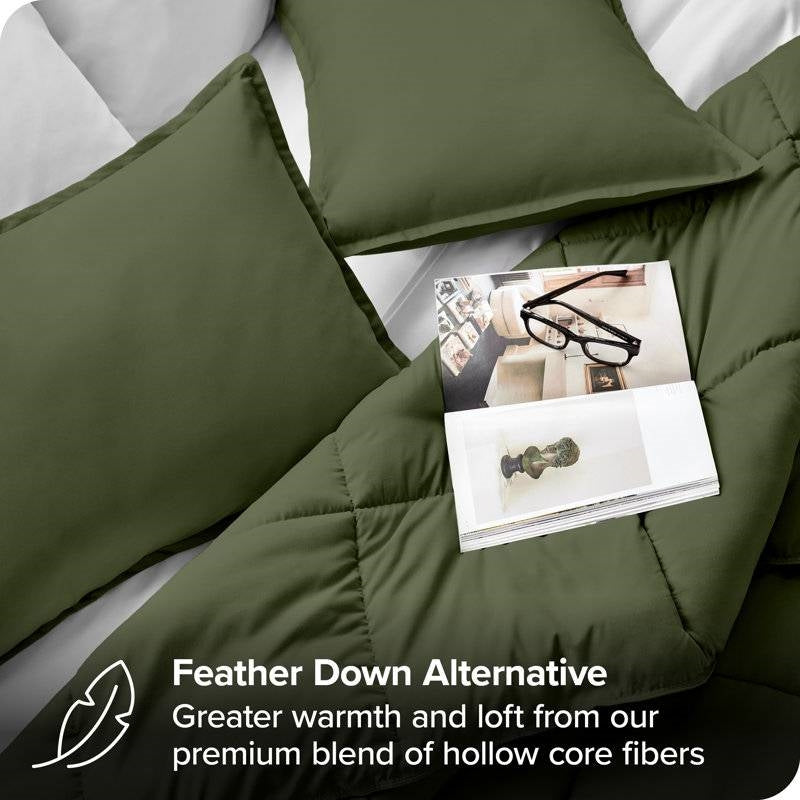 Down Alternative Comforter Set in Chocolate Olive Green