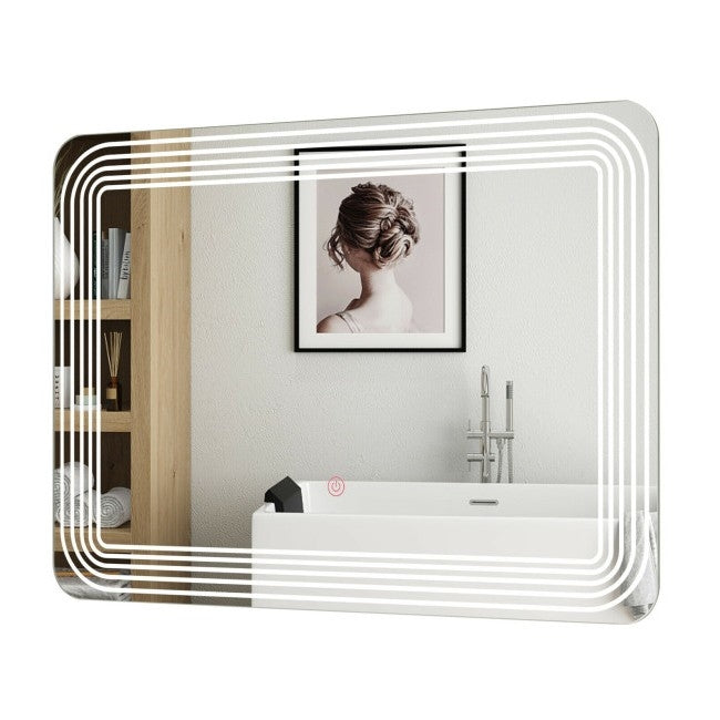 3 Tone LED Touch Sensor Light Up Wall Mounted Bathroom Mirror