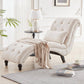 Linen Upholstered Armless Chaise Lounge Chair with Pillow in Grey or Beige