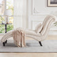 Linen Upholstered Armless Chaise Lounge Chair with Pillow in Grey or Beige
