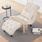 Linen Upholstered Armless Chaise Lounge Chair with Pillow in Grey or Beige