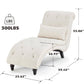 Linen Upholstered Armless Chaise Lounge Chair with Pillow in Grey or Beige