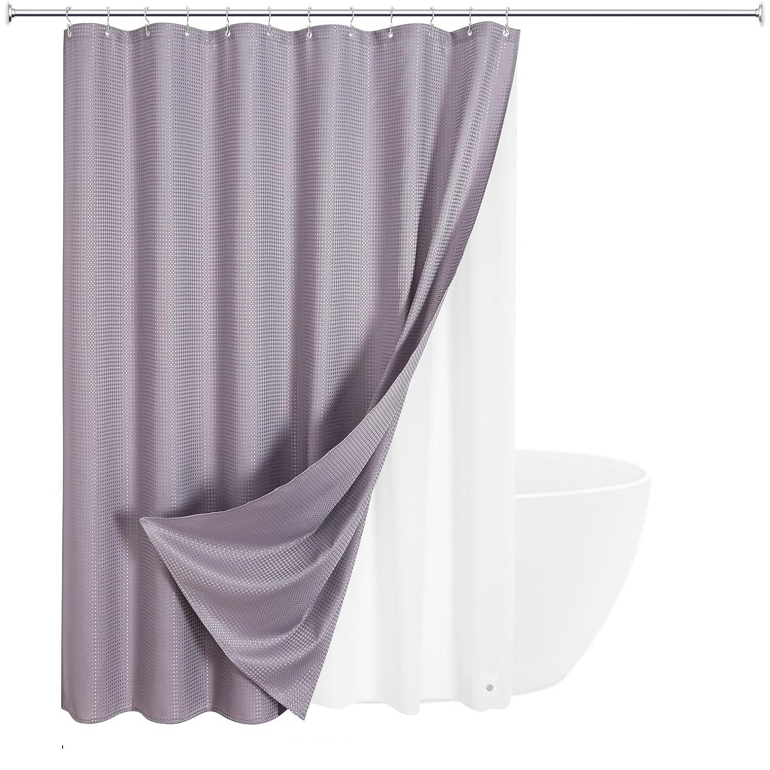 72"W x 72"H Waffle Textured 3 in 1 Shower Curtain Set