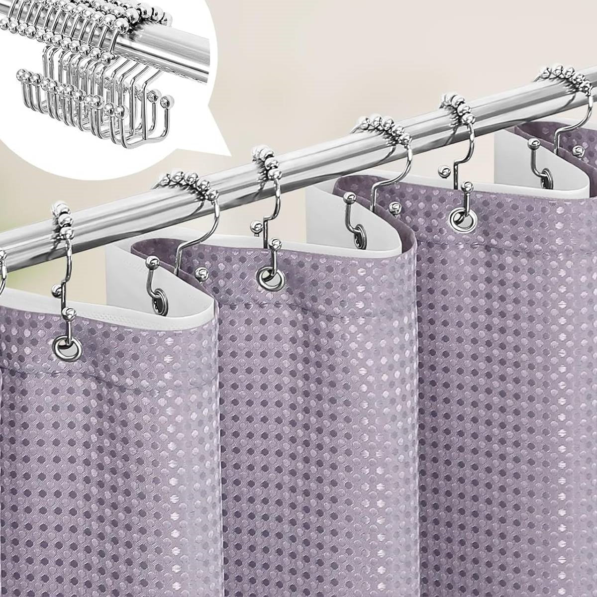 72"W x 72"H Waffle Textured 3 in 1 Shower Curtain Set