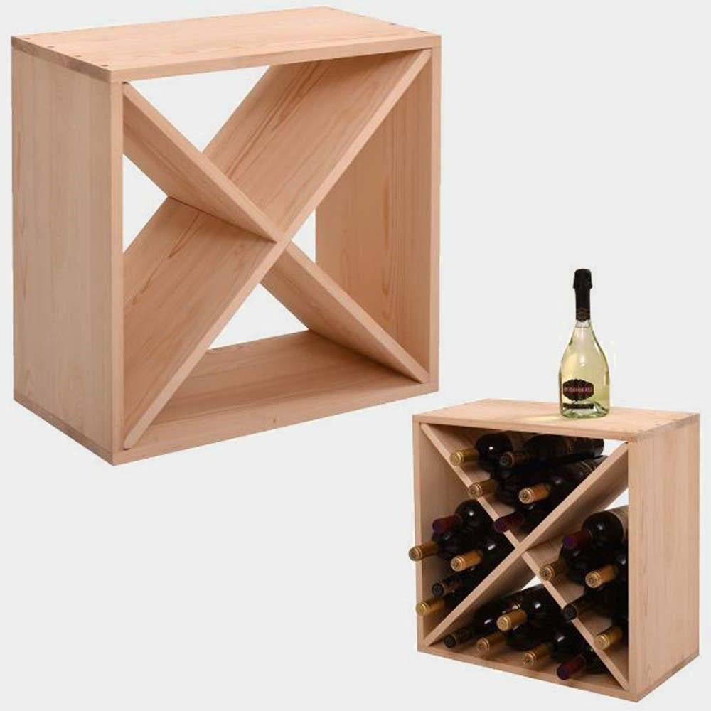 24 Bottle Solid Wood Stackable Modular Wine Rack