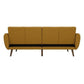 Mustard Linen Upholstered Futon Sofa Bed with Mid-Century Style Wooden Legs