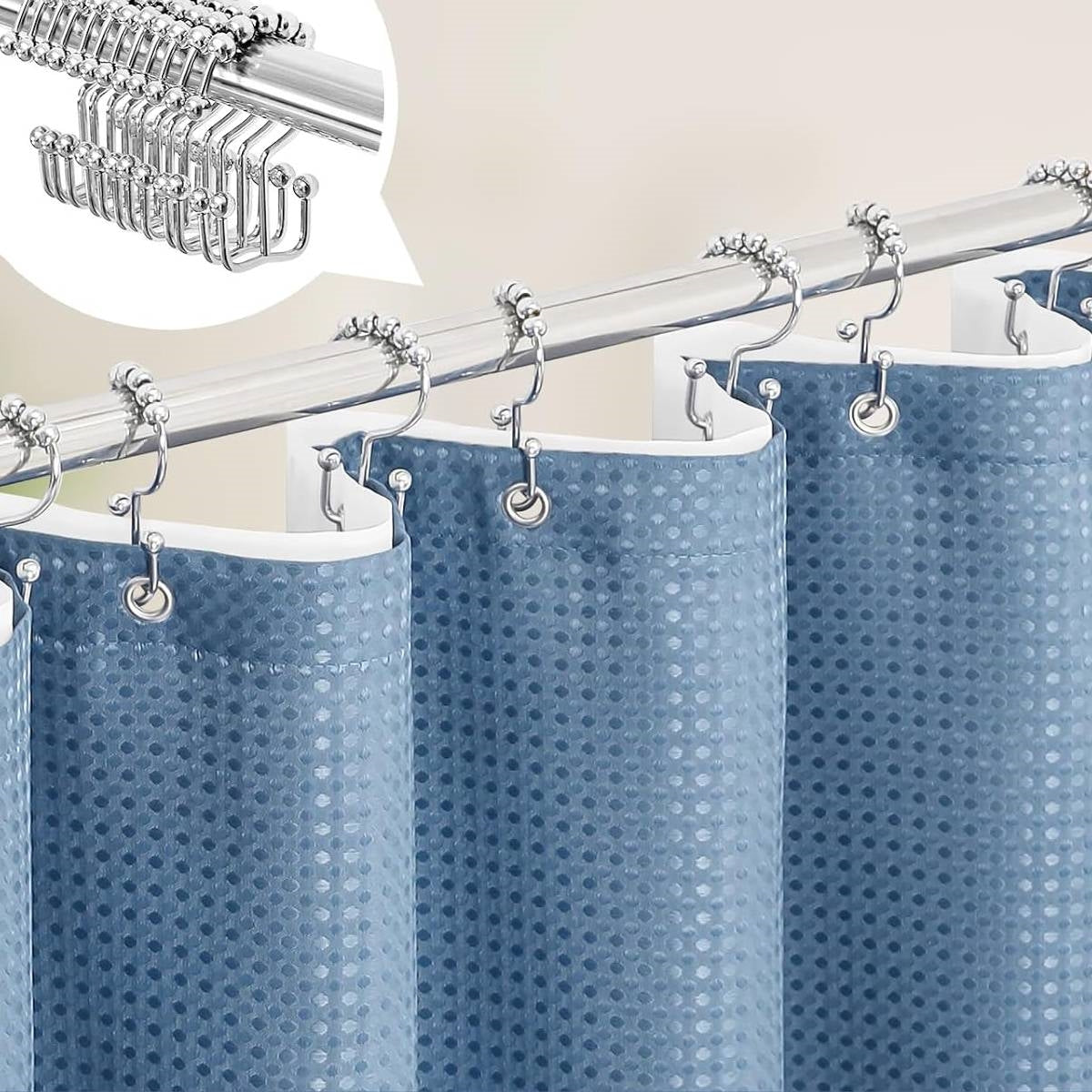 72"W x 72"H Waffle Textured 3 in 1 Shower Curtain Set