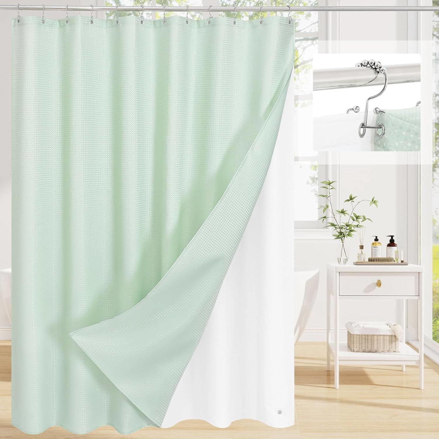 72"W x 72"H Waffle Textured 3 in 1 Shower Curtain Set