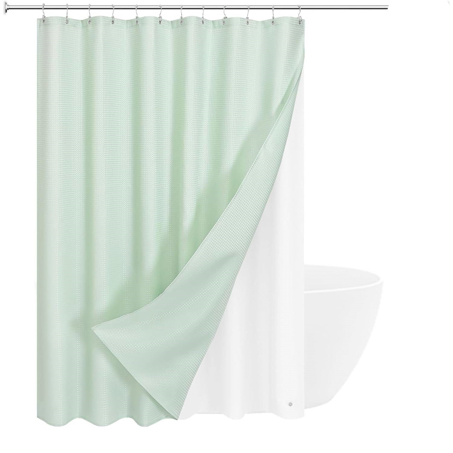 72"W x 72"H Waffle Textured 3 in 1 Shower Curtain Set